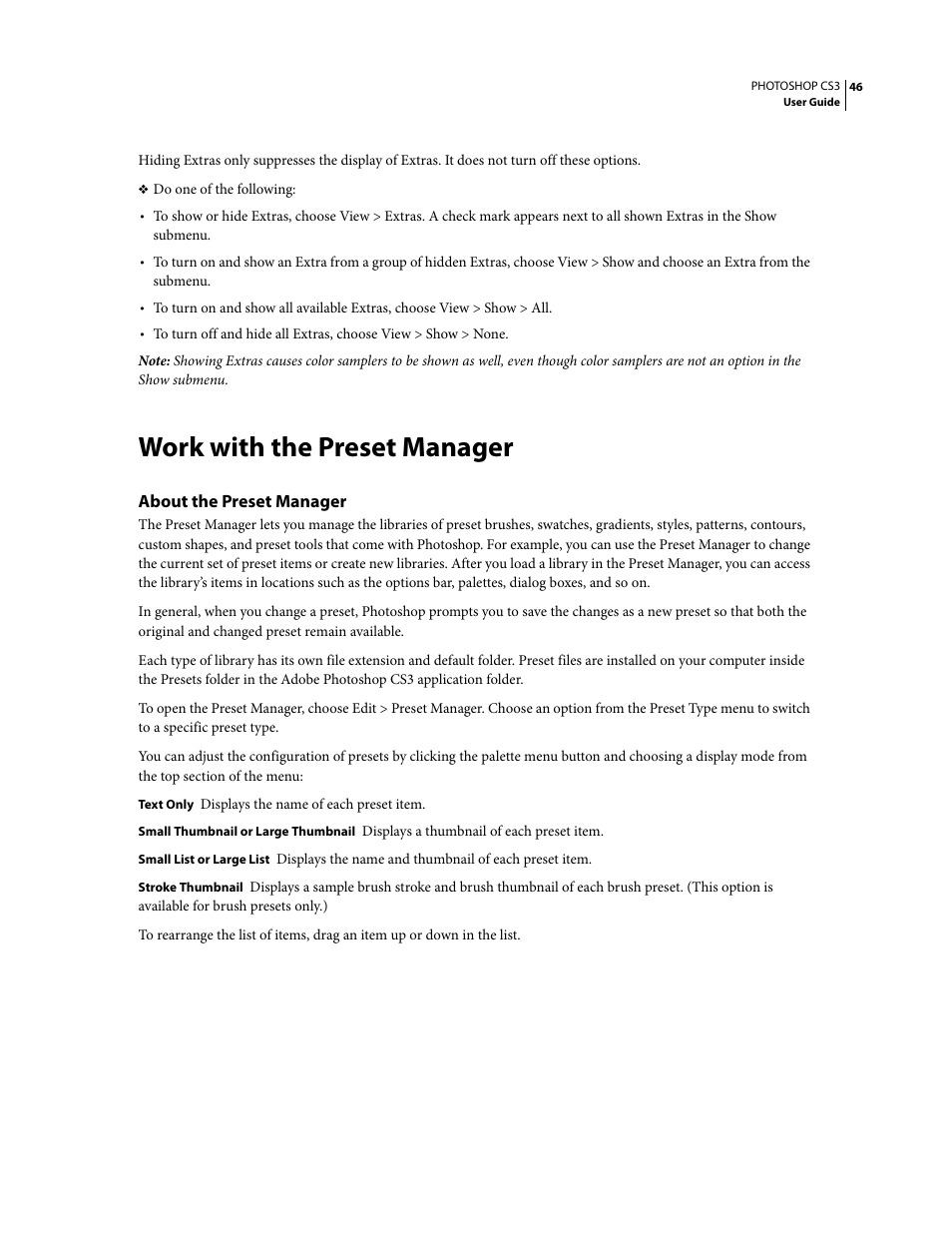 Work with the preset manager, About the preset manager | Adobe Photoshop CS3 User Manual | Page 53 / 681