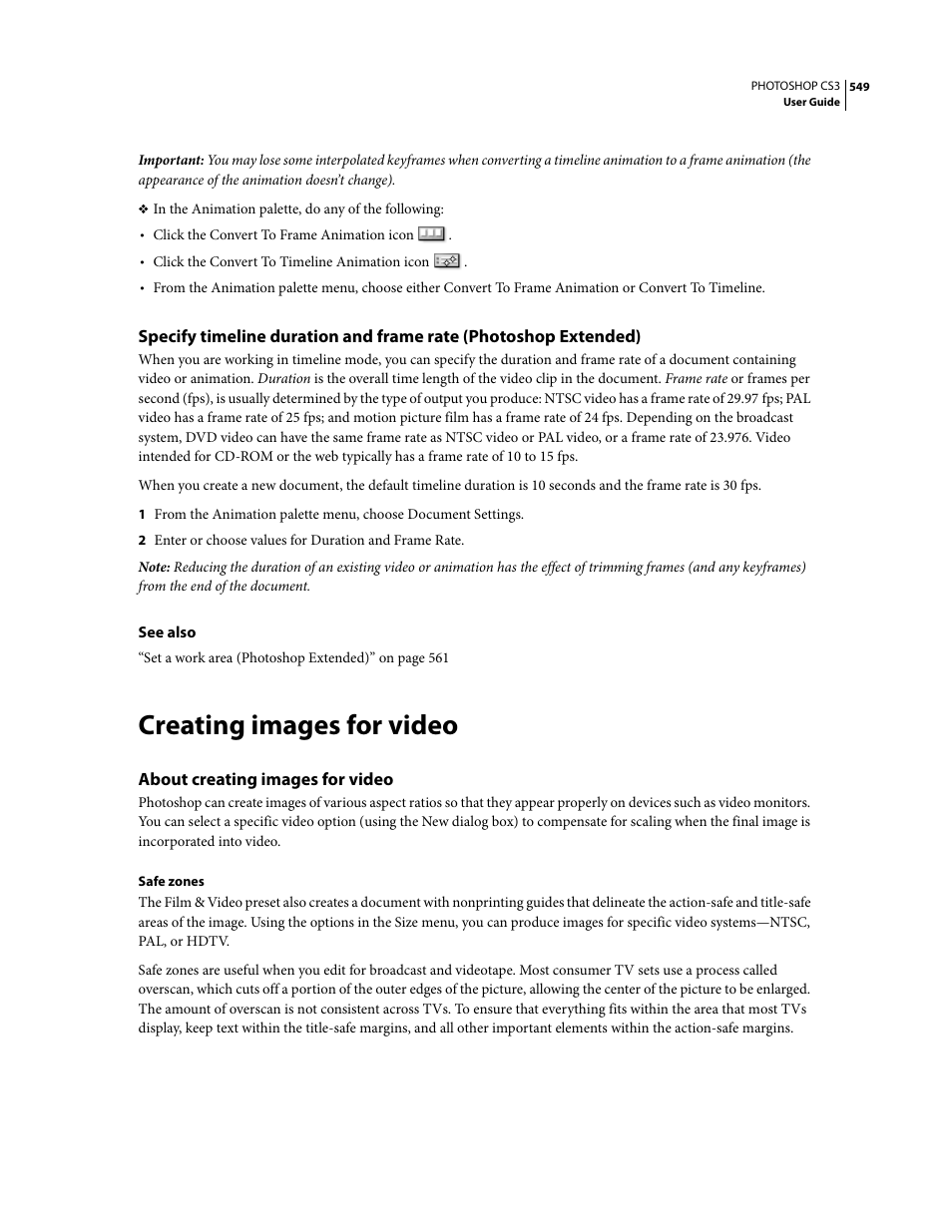 Creating images for video, About creating images for video | Adobe Photoshop CS3 User Manual | Page 556 / 681