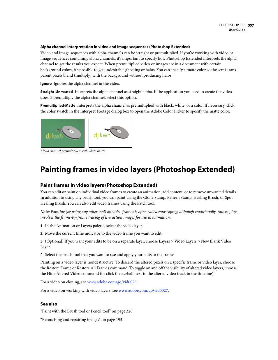 Paint frames in video layers (photoshop extended), Dj kwh | Adobe Photoshop CS3 User Manual | Page 564 / 681