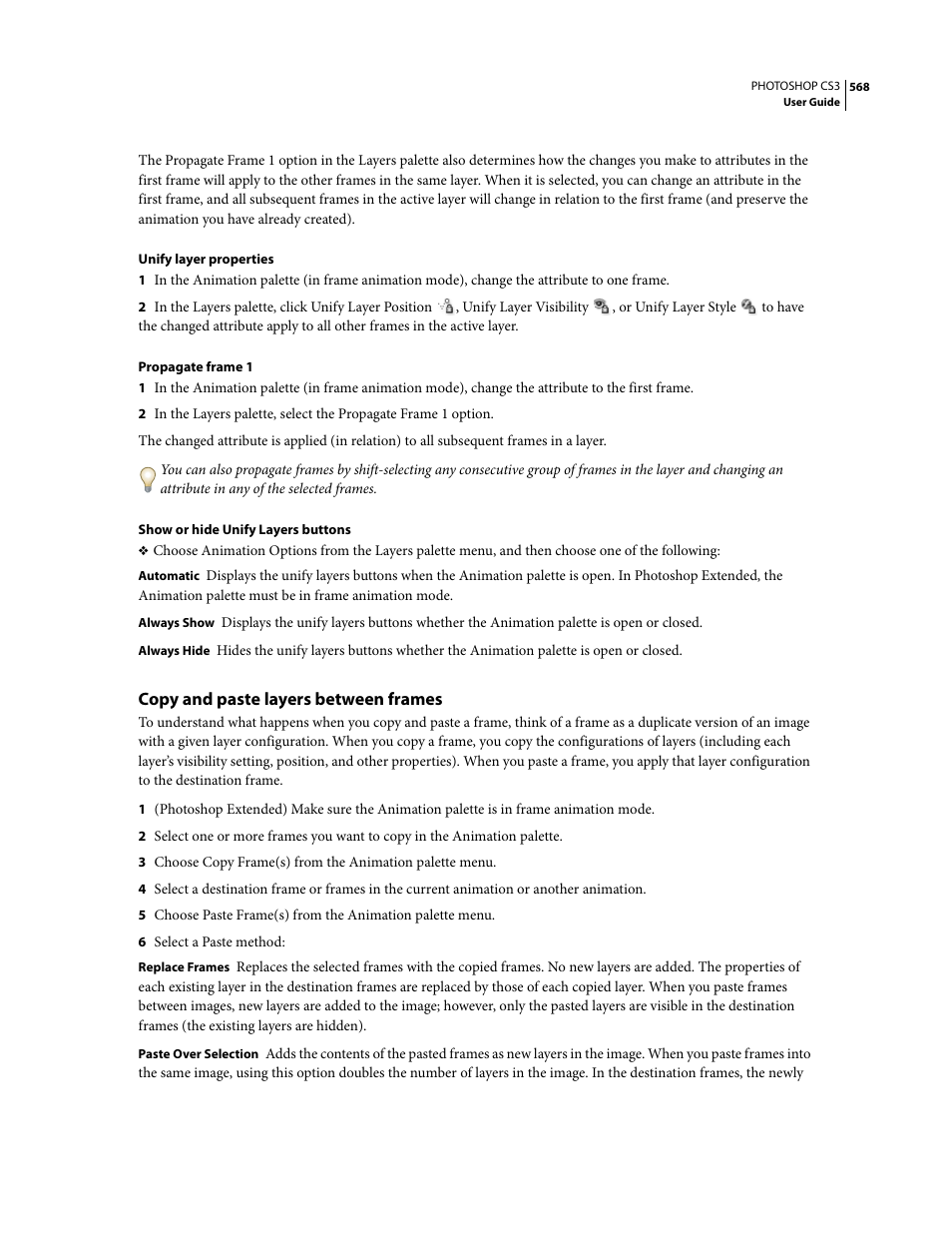 Copy and paste layers between frames | Adobe Photoshop CS3 User Manual | Page 575 / 681