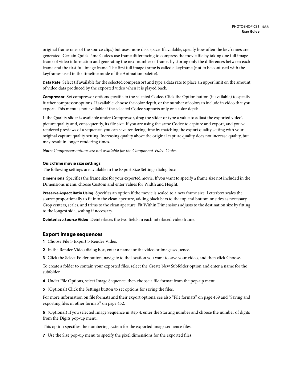 Export image sequences | Adobe Photoshop CS3 User Manual | Page 595 / 681