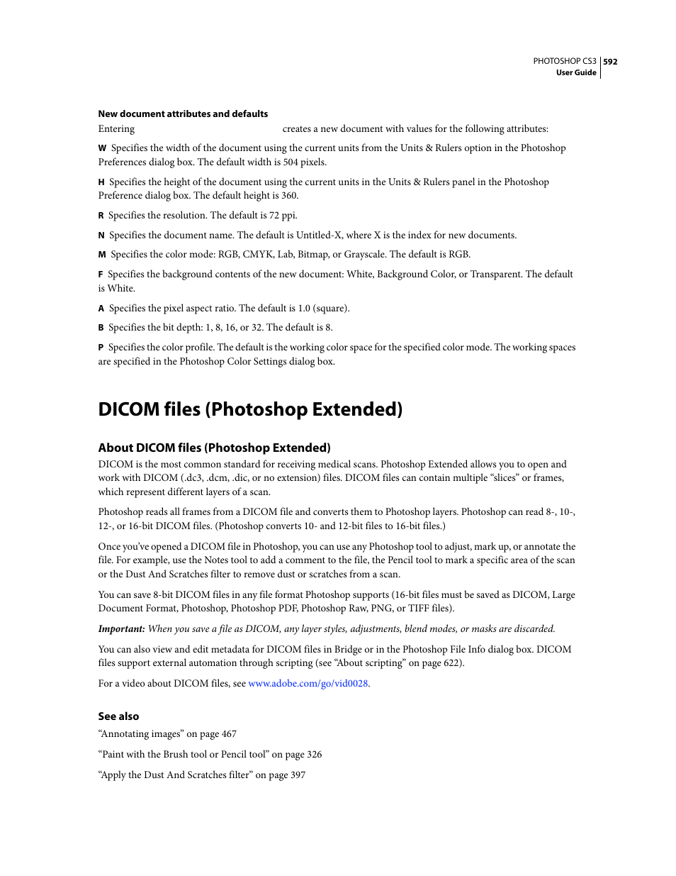 Dicom files (photoshop extended), About dicom files (photoshop extended) | Adobe Photoshop CS3 User Manual | Page 599 / 681