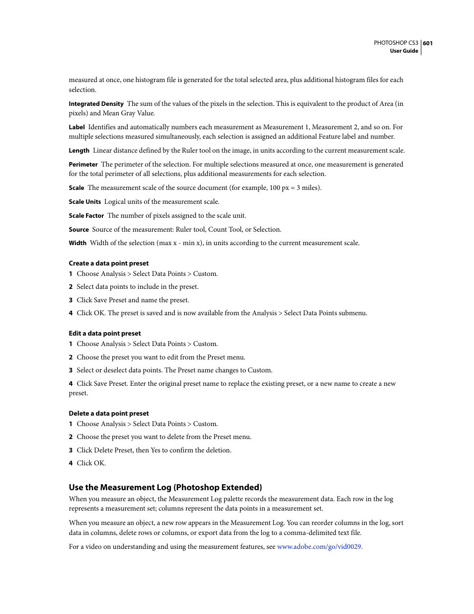 Use the measurement log (photoshop extended) | Adobe Photoshop CS3 User Manual | Page 608 / 681