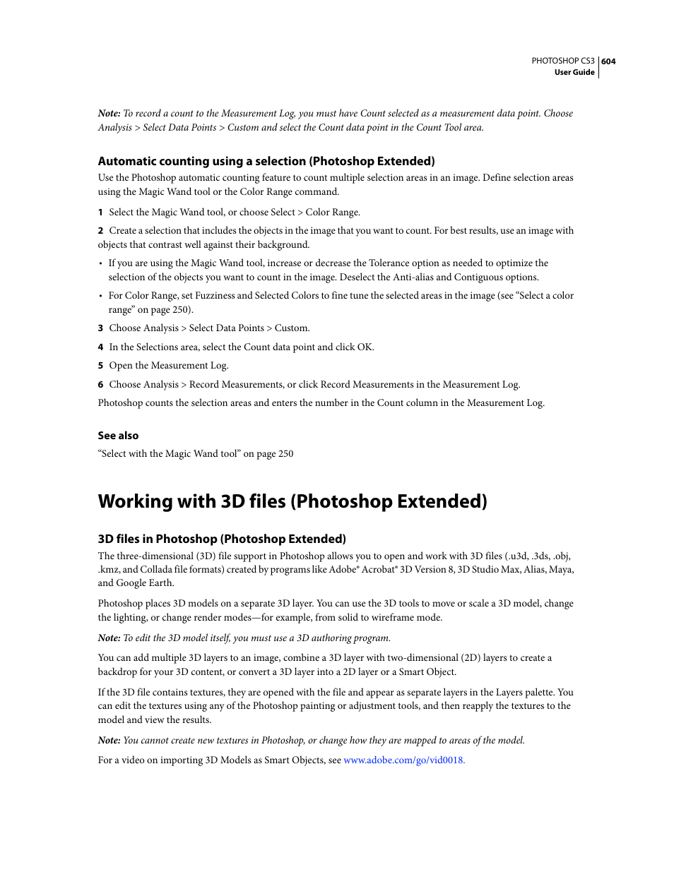 Working with 3d files (photoshop extended), 3d files in photoshop (photoshop extended) | Adobe Photoshop CS3 User Manual | Page 611 / 681