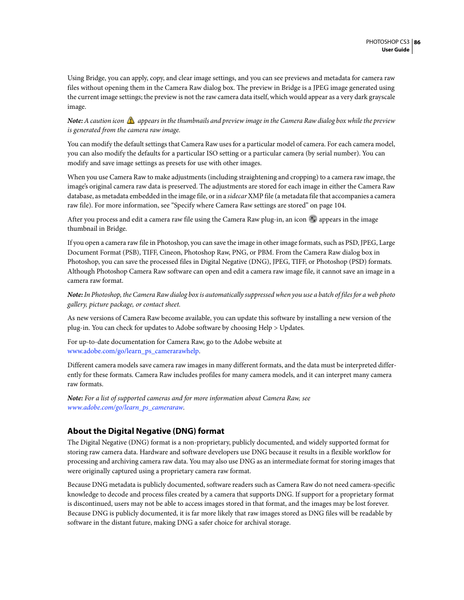About the digital negative (dng) format | Adobe Photoshop CS3 User Manual | Page 93 / 681