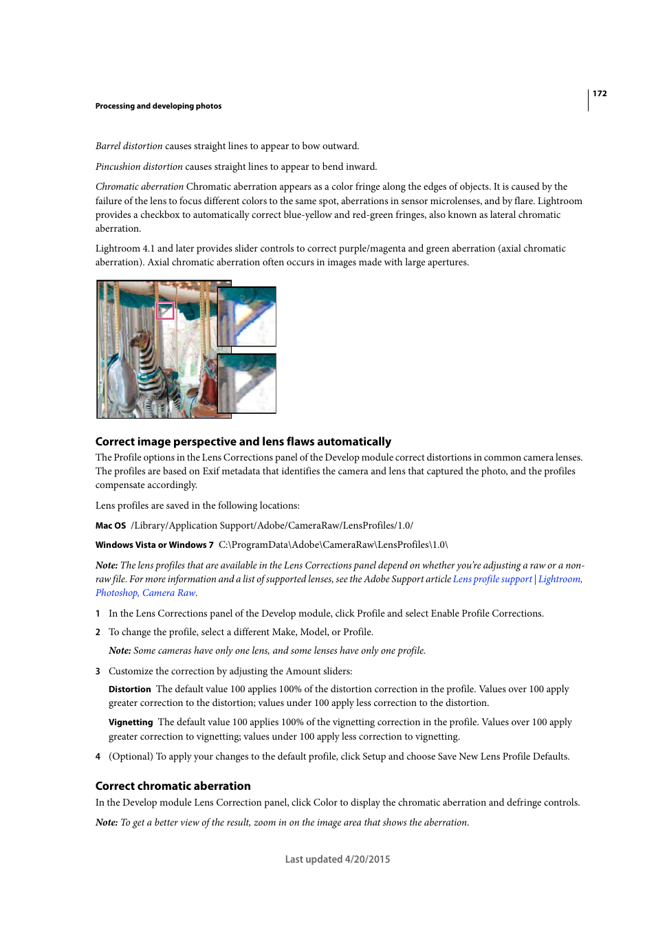 Correct chromatic aberration | Adobe Photoshop Lightroom CC User Manual | Page 177 / 261