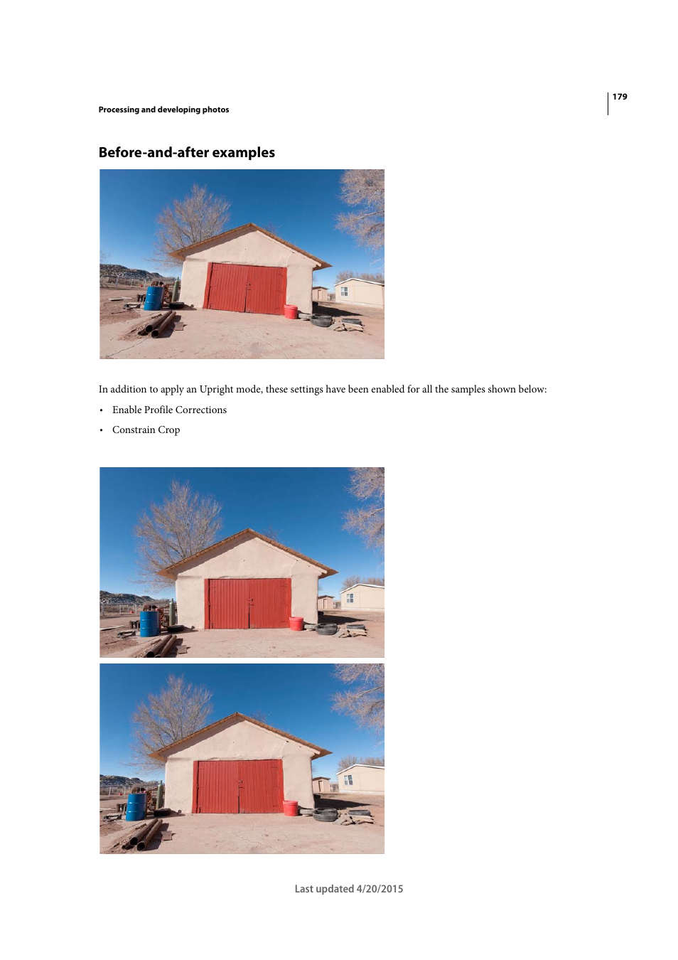 Before-and-after examples | Adobe Photoshop Lightroom CC User Manual | Page 184 / 261