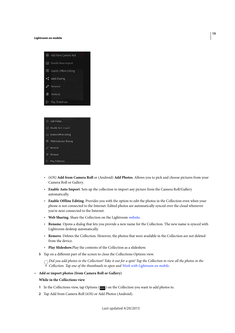 Adobe Photoshop Lightroom CC User Manual | Page 20 / 261