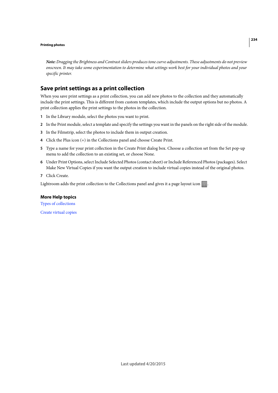 Save print settings as a print collection | Adobe Photoshop Lightroom CC User Manual | Page 239 / 261