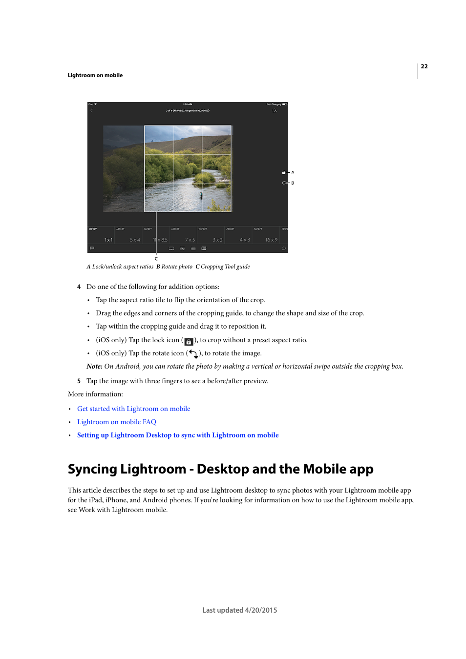 Syncing lightroom - desktop and the mobile app | Adobe Photoshop Lightroom CC User Manual | Page 27 / 261