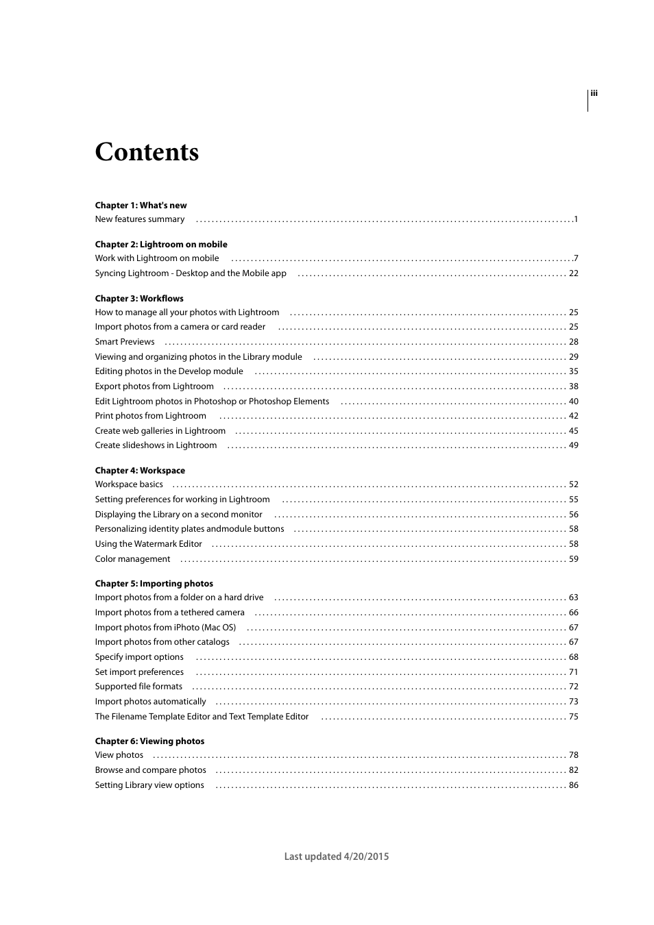 Adobe Photoshop Lightroom CC User Manual | Page 3 / 261