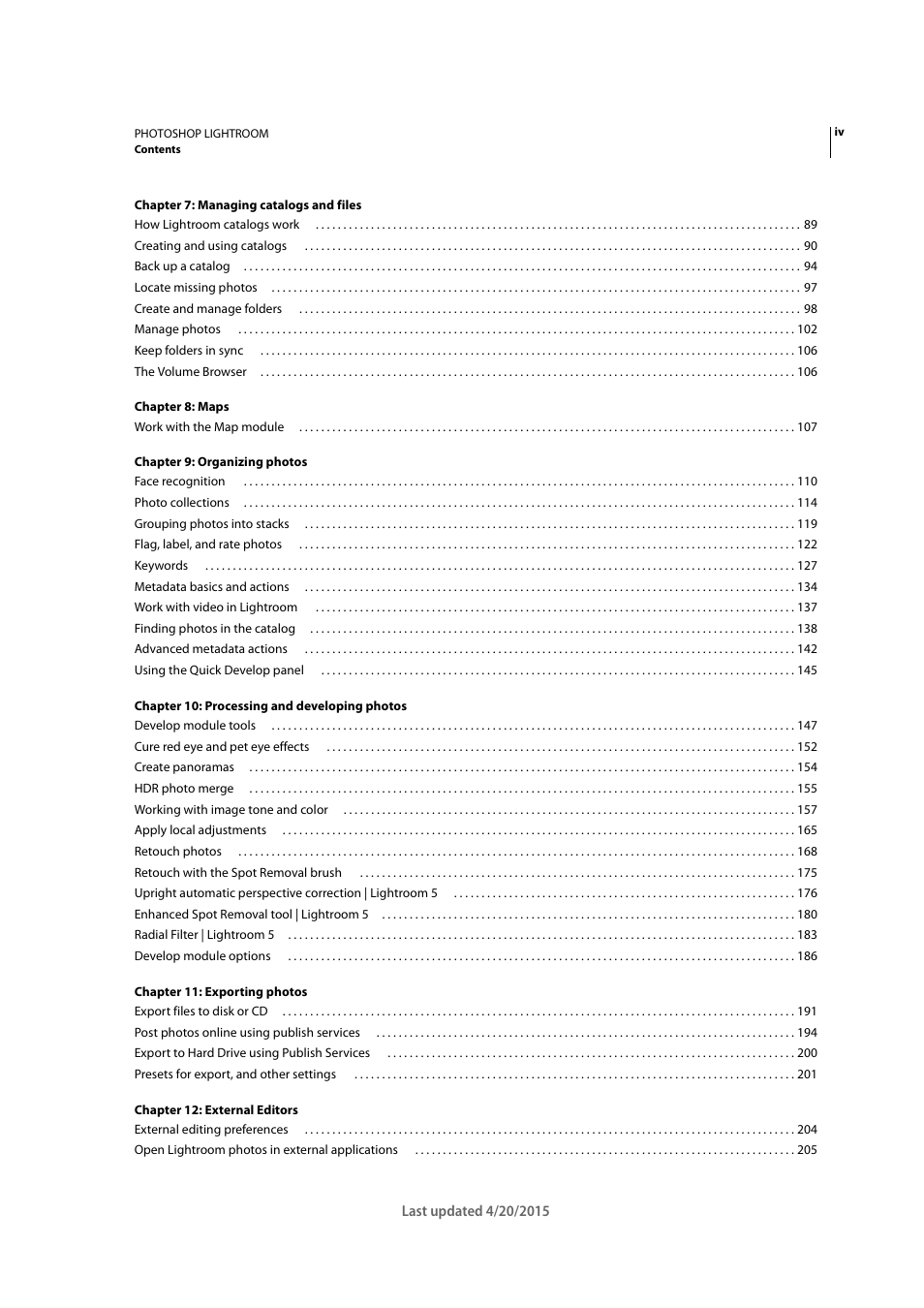 Adobe Photoshop Lightroom CC User Manual | Page 4 / 261