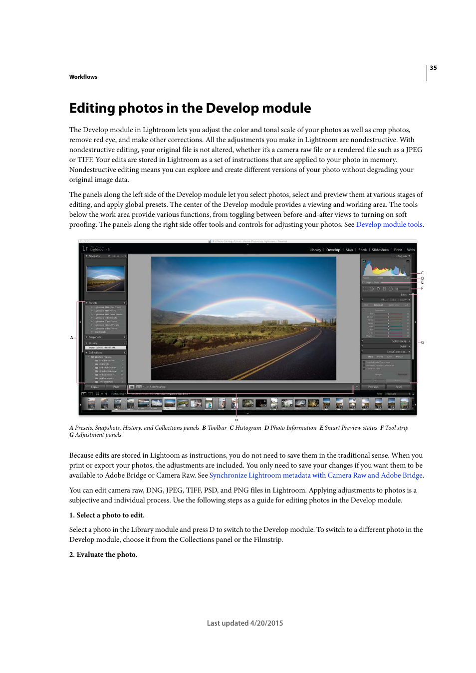 Editing photos in the develop module | Adobe Photoshop Lightroom CC User Manual | Page 40 / 261