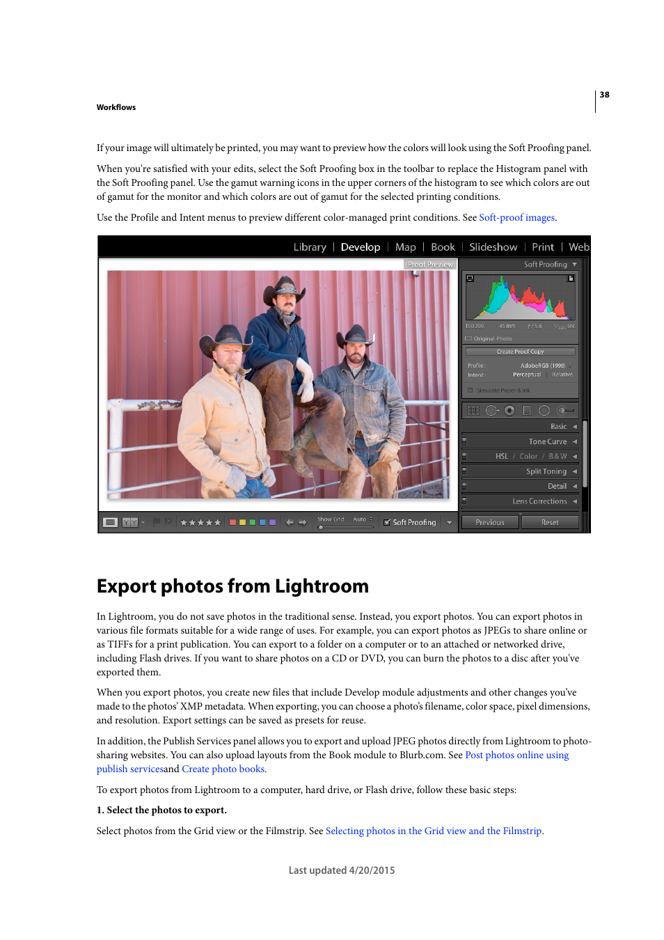 Export photos from lightroom | Adobe Photoshop Lightroom CC User Manual | Page 43 / 261