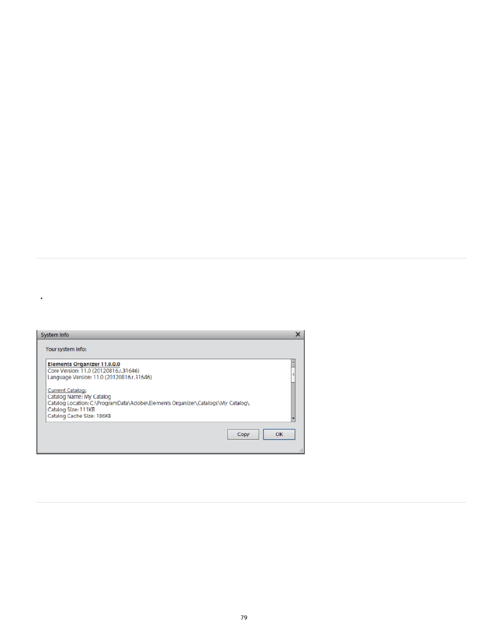 Locating the catalog file open a catalog, Locating the catalog file, Open a catalog | Adobe Elements Organizer 12 User Manual | Page 82 / 238