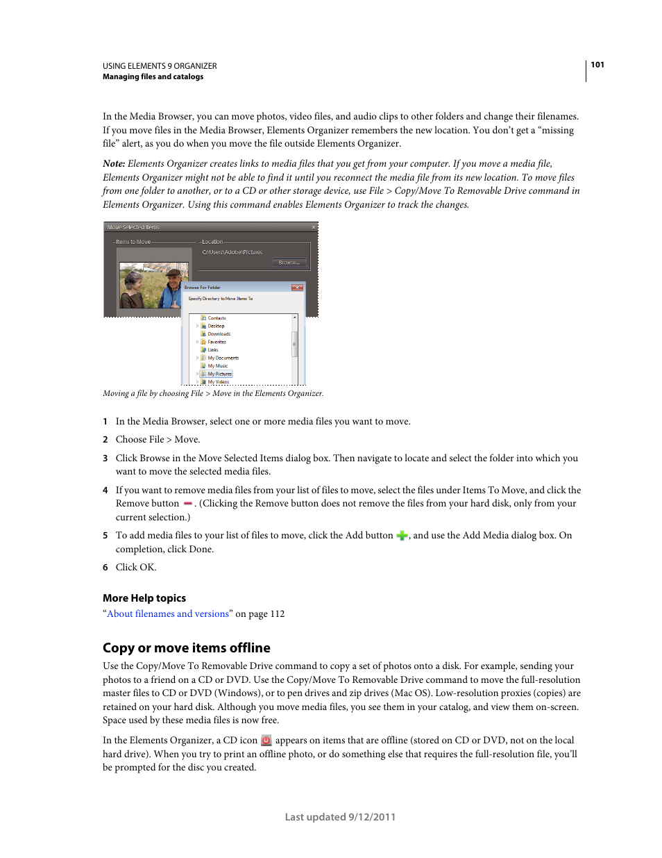 Copy or move items offline | Adobe Elements Organizer 9 User Manual | Page 105 / 180