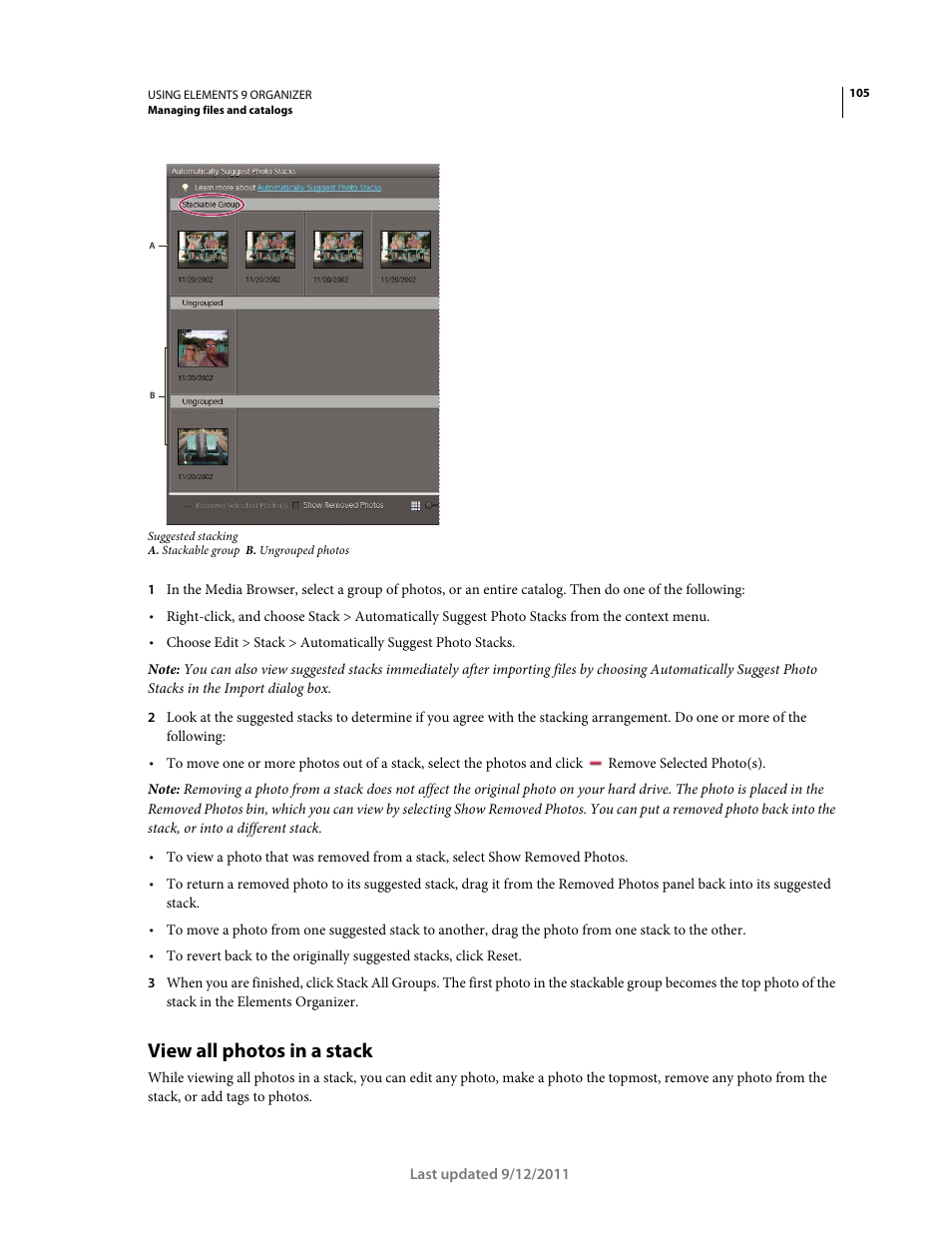 View all photos in a stack | Adobe Elements Organizer 9 User Manual | Page 109 / 180