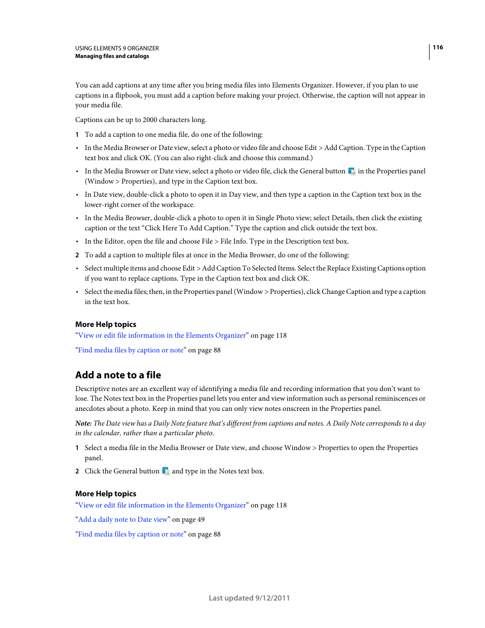 Add a note to a file | Adobe Elements Organizer 9 User Manual | Page 120 / 180