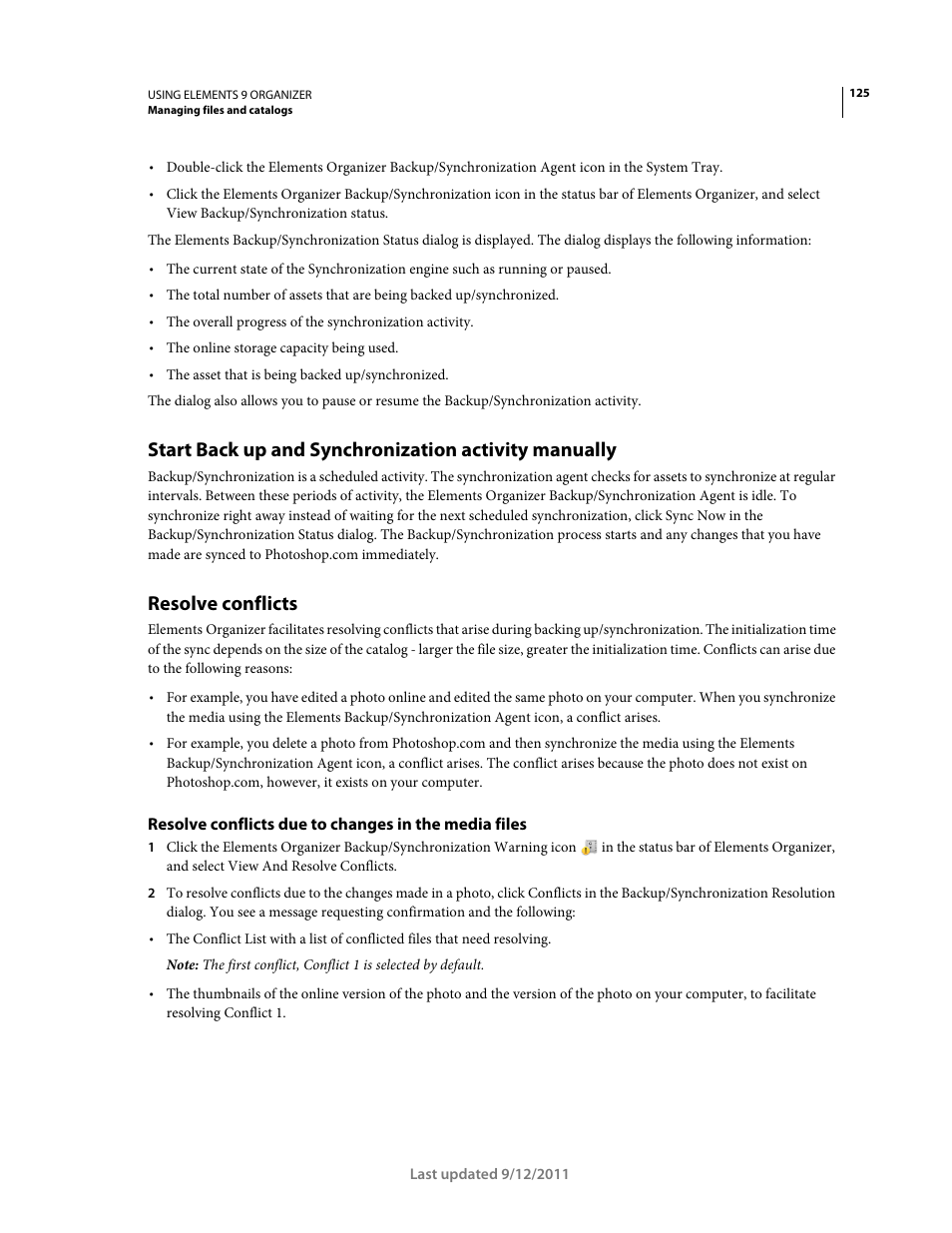 Resolve conflicts | Adobe Elements Organizer 9 User Manual | Page 129 / 180