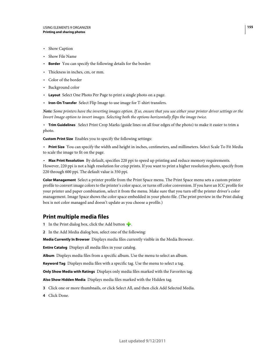 Print multiple media files | Adobe Elements Organizer 9 User Manual | Page 159 / 180