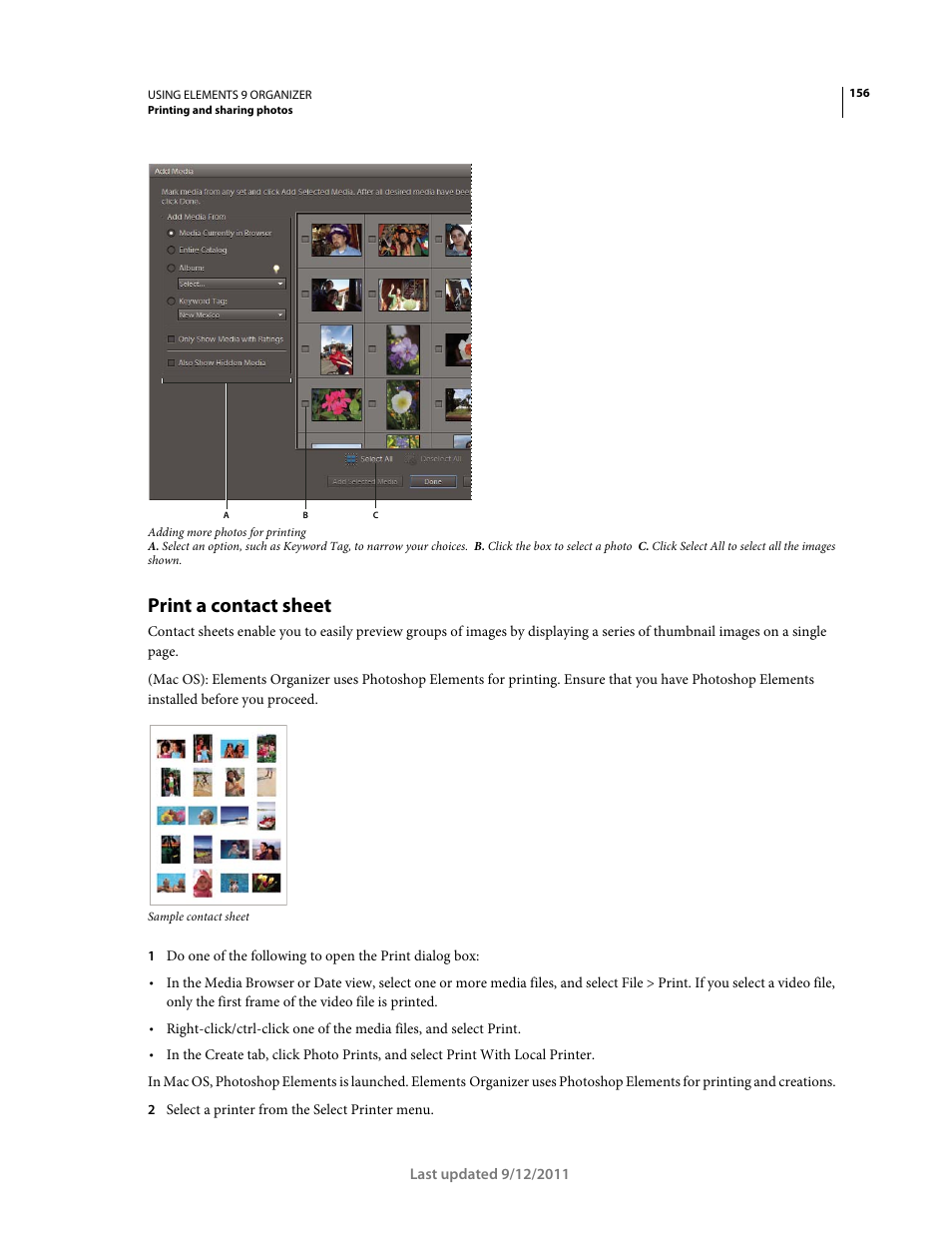 Print a contact sheet | Adobe Elements Organizer 9 User Manual | Page 160 / 180