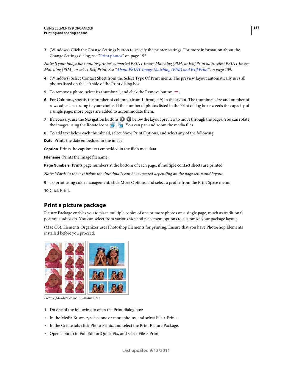 Print a picture package | Adobe Elements Organizer 9 User Manual | Page 161 / 180