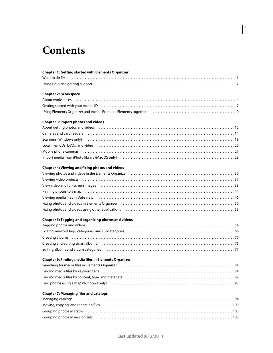 Adobe Elements Organizer 9 User Manual | Page 3 / 180