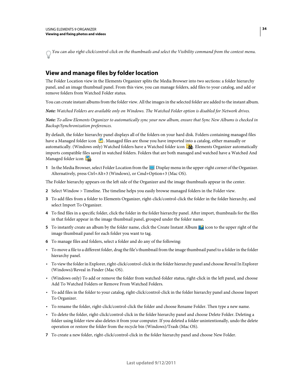 View and manage files by folder location | Adobe Elements Organizer 9 User Manual | Page 38 / 180