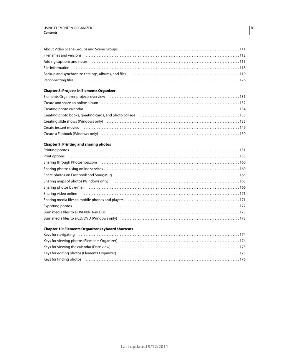 Adobe Elements Organizer 9 User Manual | Page 4 / 180