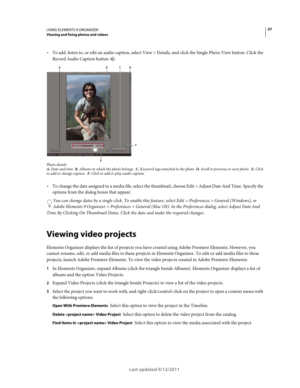 Viewing video projects | Adobe Elements Organizer 9 User Manual | Page 41 / 180