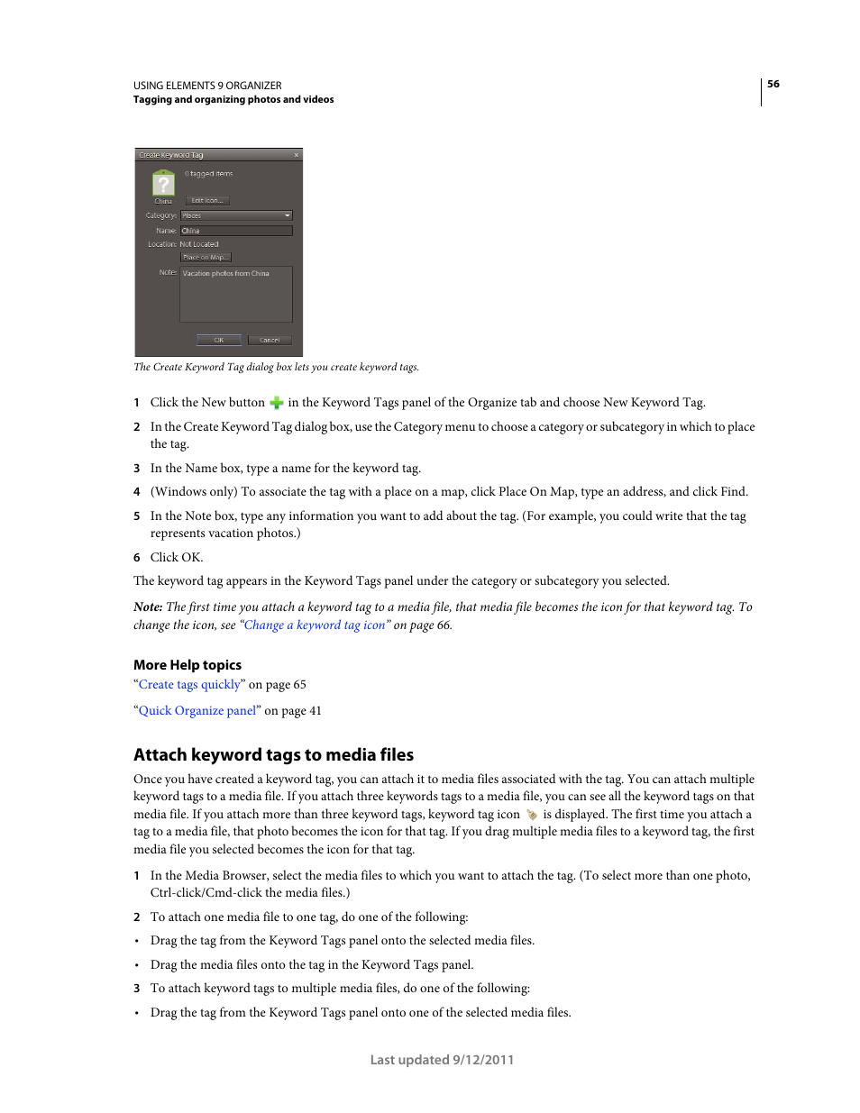 Attach keyword tags to media files | Adobe Elements Organizer 9 User Manual | Page 60 / 180