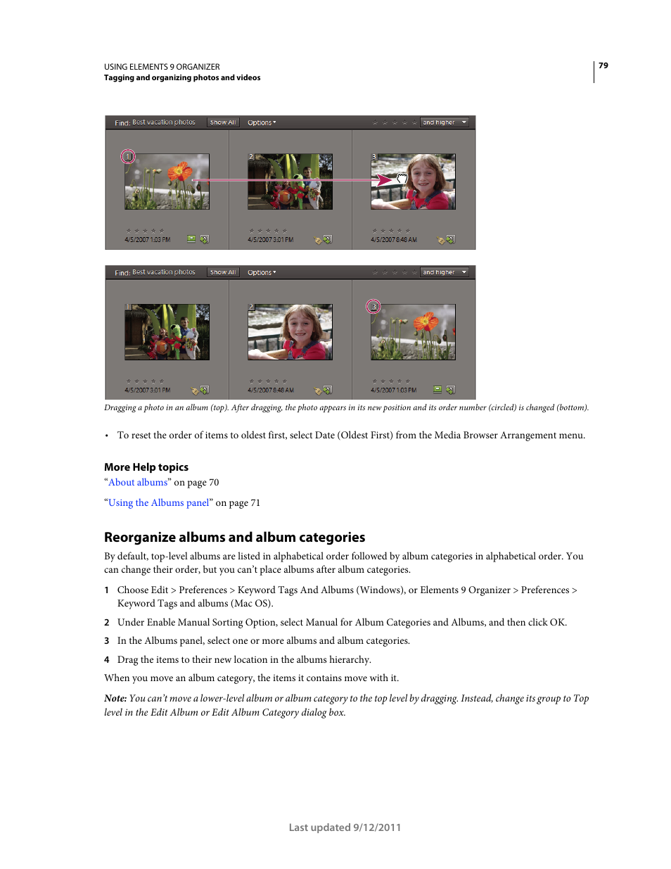 Reorganize albums and album categories | Adobe Elements Organizer 9 User Manual | Page 83 / 180