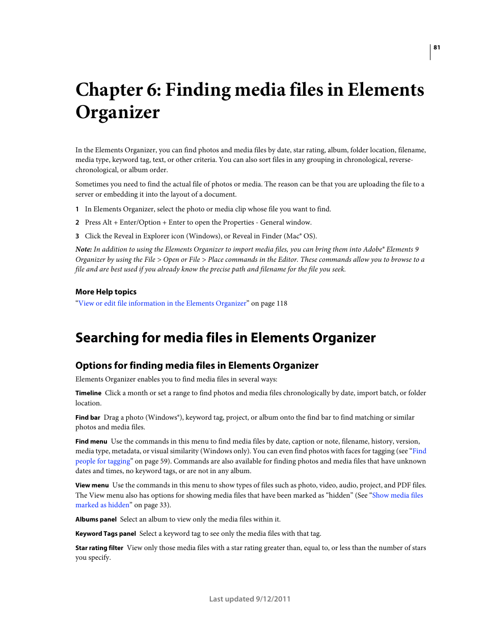 Searching for media files in elements organizer | Adobe Elements Organizer 9 User Manual | Page 85 / 180