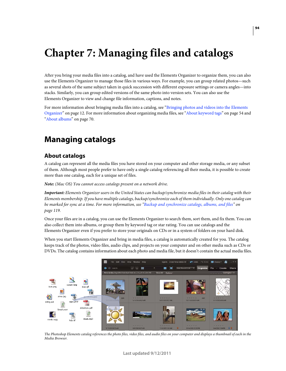 Chapter 7: managing files and catalogs, Managing catalogs, About catalogs | Adobe Elements Organizer 9 User Manual | Page 98 / 180