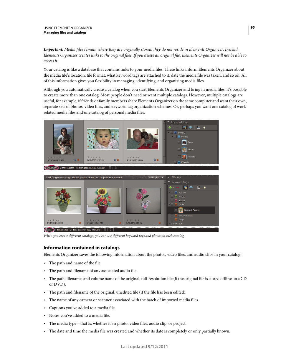 Information contained in catalogs | Adobe Elements Organizer 9 User Manual | Page 99 / 180