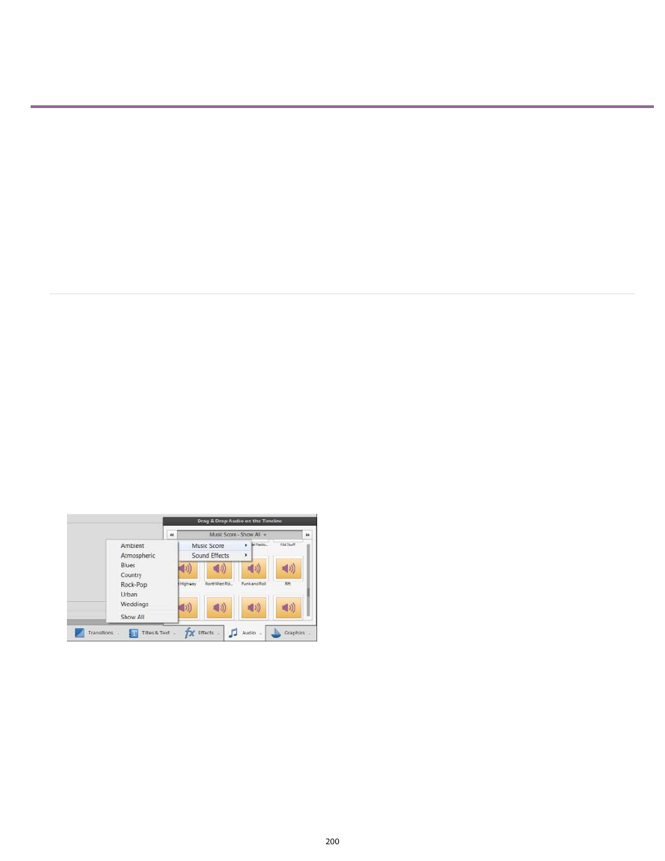 Adding music scores to video clips | Adobe Premiere Elements 12 User Manual | Page 204 / 319