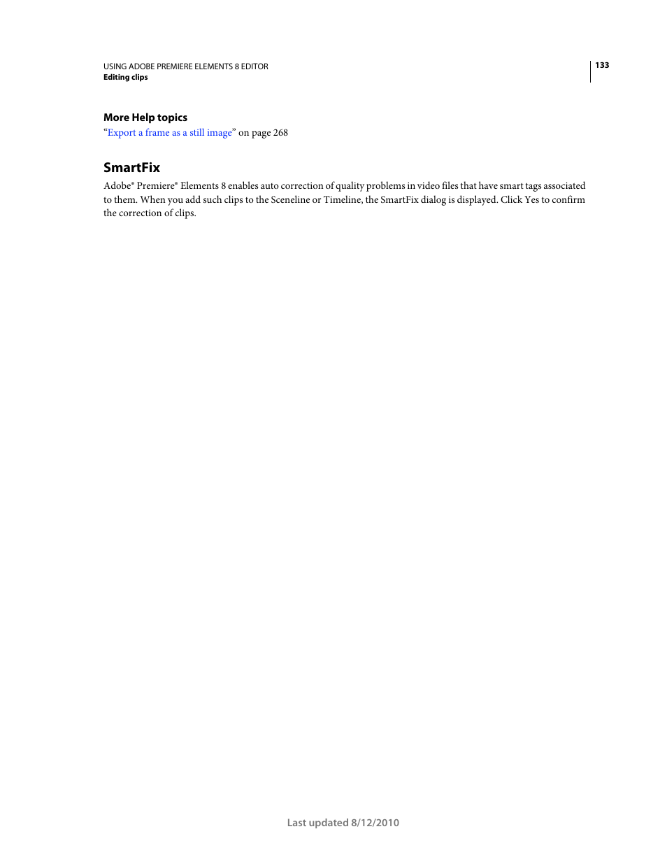 Smartfix | Adobe Premiere Elements 8 User Manual | Page 138 / 313