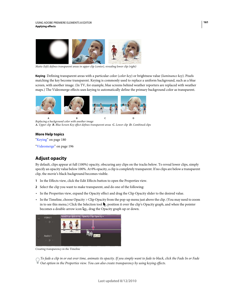 Adjust opacity | Adobe Premiere Elements 8 User Manual | Page 166 / 313