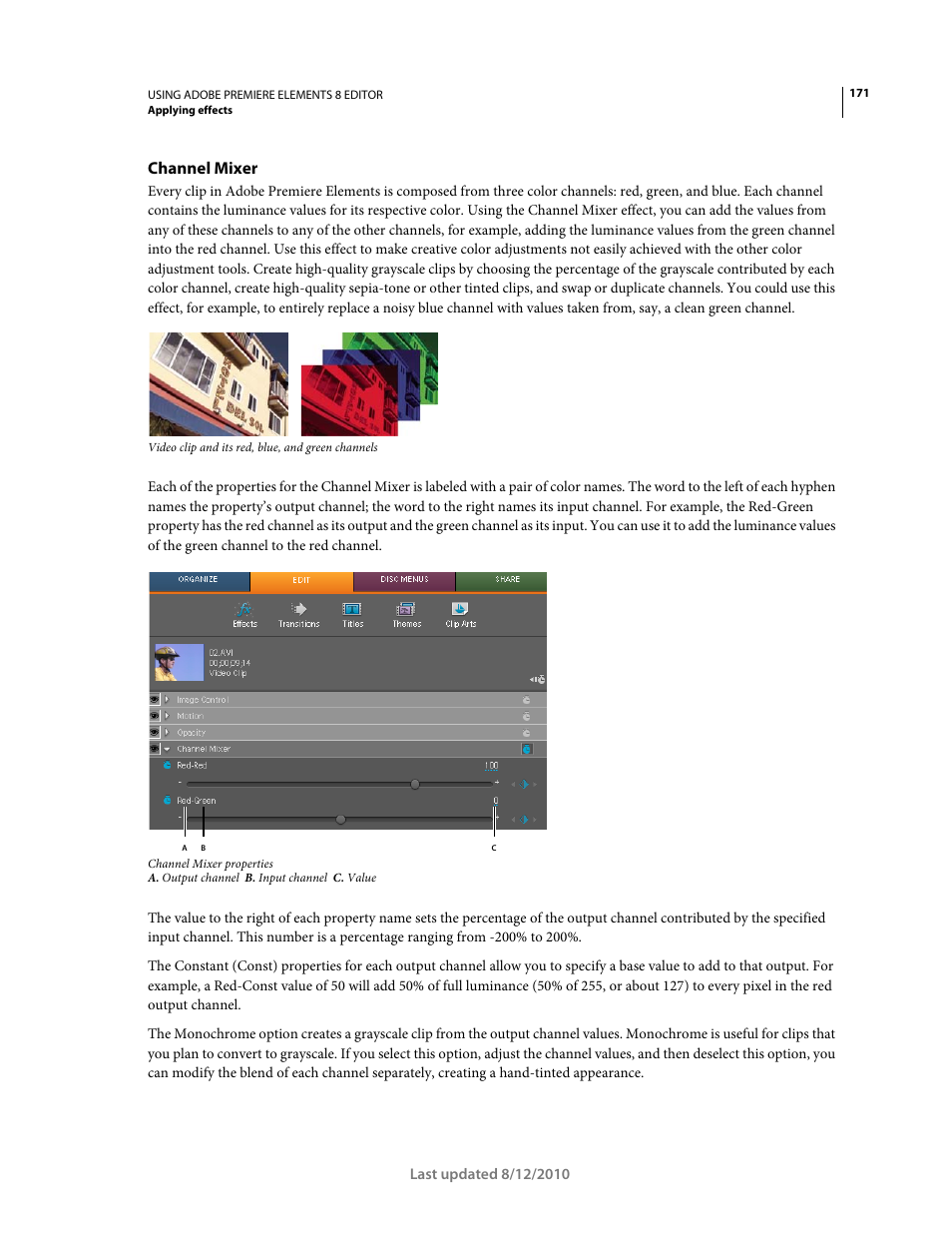 Channel mixer | Adobe Premiere Elements 8 User Manual | Page 176 / 313