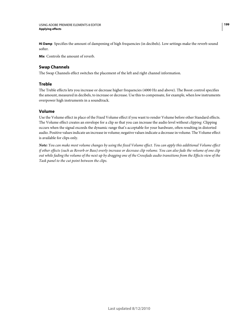 Swap channels, Treble, Volume | Adobe Premiere Elements 8 User Manual | Page 204 / 313