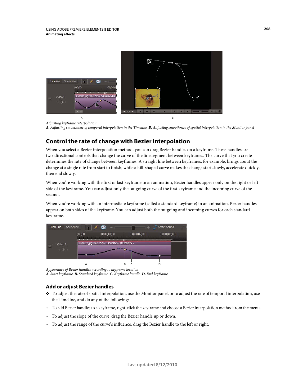 Add or adjust bezier handles | Adobe Premiere Elements 8 User Manual | Page 213 / 313