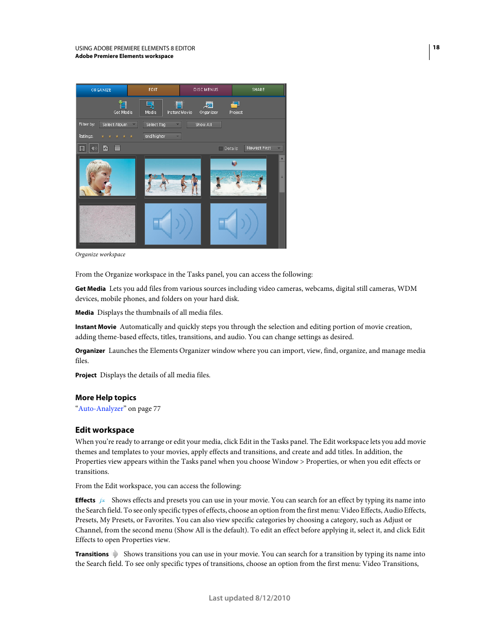 Edit workspace | Adobe Premiere Elements 8 User Manual | Page 23 / 313