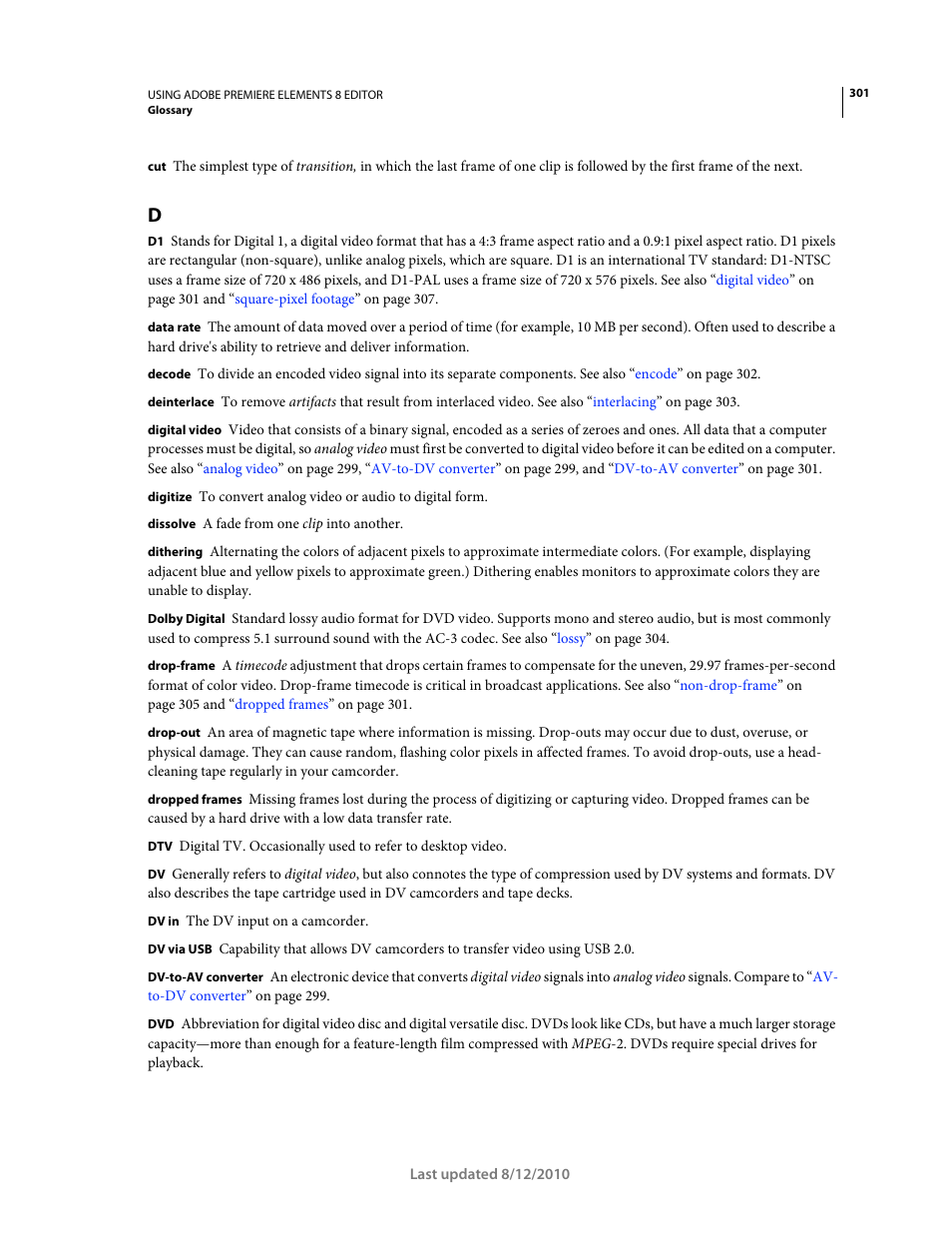 Dolby digital, Signals. compare to, To-av converter | Adobe Premiere Elements 8 User Manual | Page 306 / 313