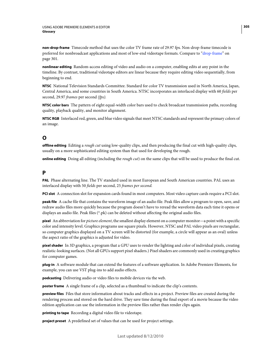 Ntsc color bars, Non-drop-frame | Adobe Premiere Elements 8 User Manual | Page 310 / 313