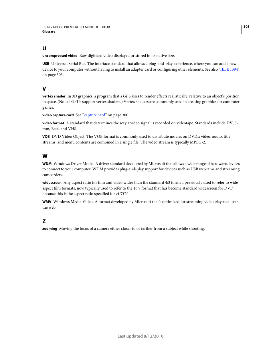 Widescreen | Adobe Premiere Elements 8 User Manual | Page 313 / 313