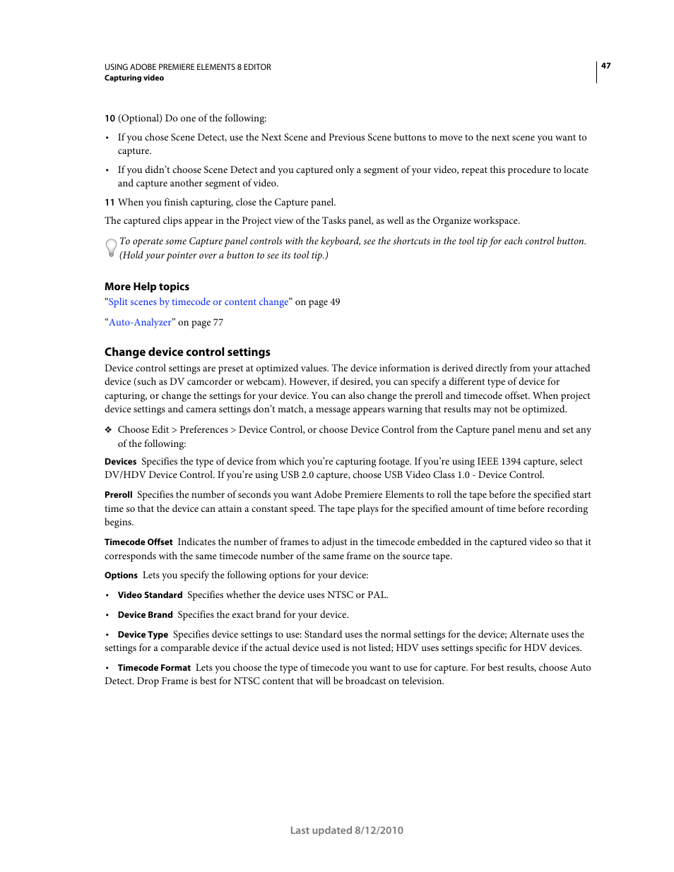 Change device control settings | Adobe Premiere Elements 8 User Manual | Page 52 / 313