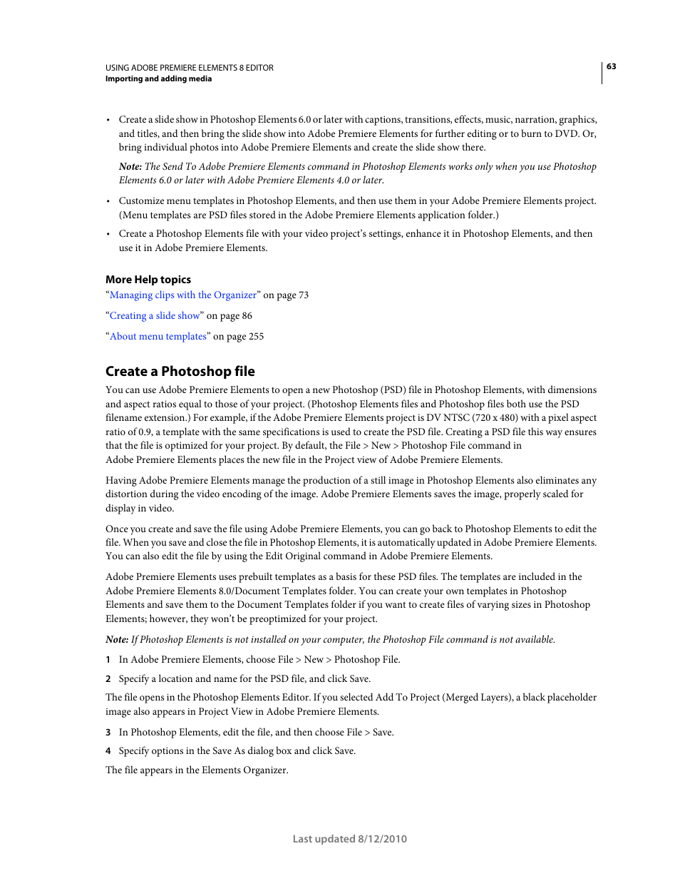Create a photoshop file | Adobe Premiere Elements 8 User Manual | Page 68 / 313