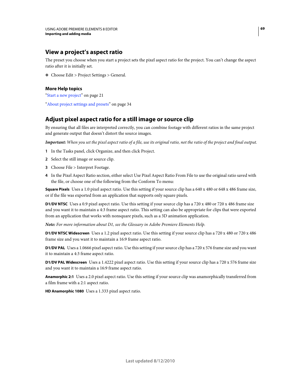 View a project’s aspect ratio | Adobe Premiere Elements 8 User Manual | Page 74 / 313