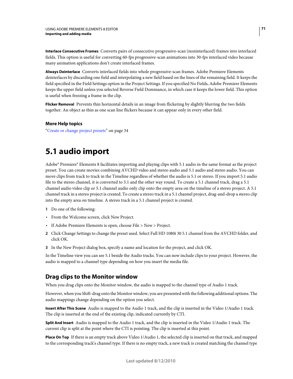 1 audio import, Drag clips to the monitor window | Adobe Premiere Elements 8 User Manual | Page 76 / 313