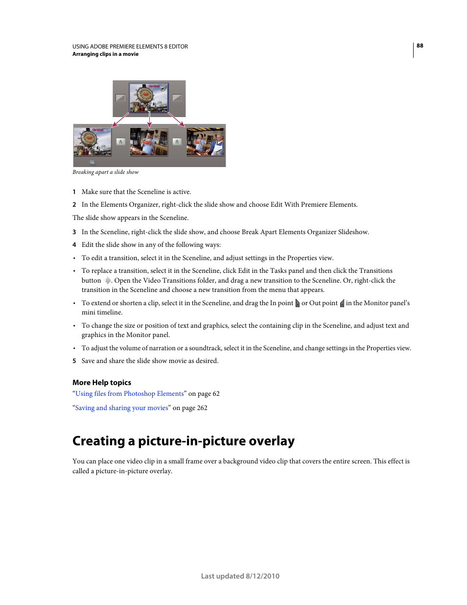 Creating a picture-in-picture overlay | Adobe Premiere Elements 8 User Manual | Page 93 / 313